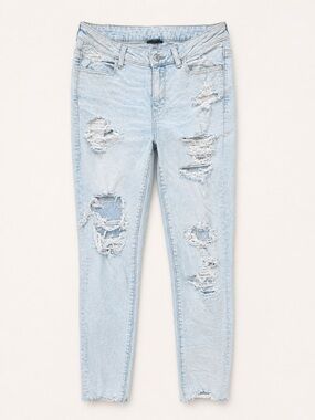 American Eagle size 10 (Short) Light Blue Distressed Skinny Jeans / AE Jeggings
